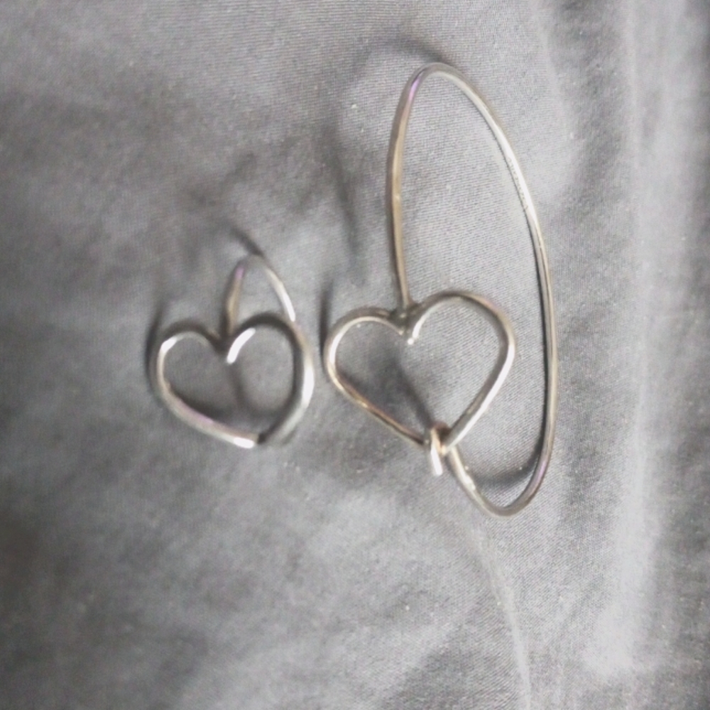 925 Silver heart bangle and ring set.